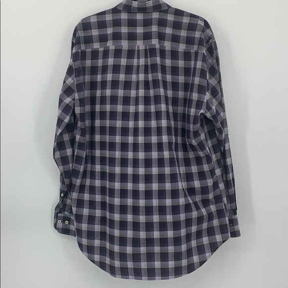 Peter Millar Large Checker Print Button Down Purple - Picture 2 of 5
